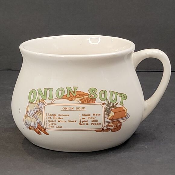 Unbranded Other - Vintage Ceramic Onion Soup Recipe Mug Bowl With Handle White